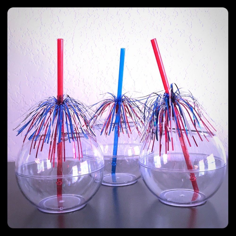 Pier 1 Firework Drink Cups with Straw - set of 3
